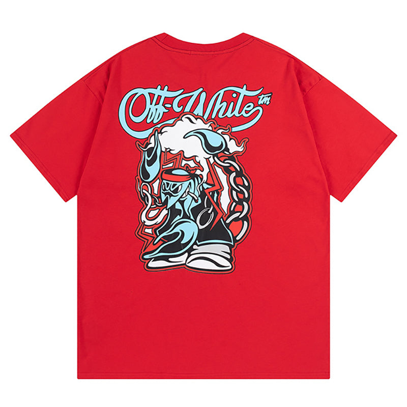 Off-White Scorpio Skate Cotton Graphic T-Shirt — Red / White
