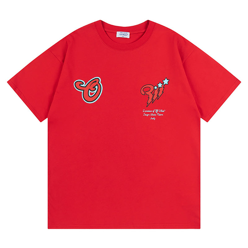 Off-White Scorpio Skate Cotton Graphic T-Shirt — Red / White