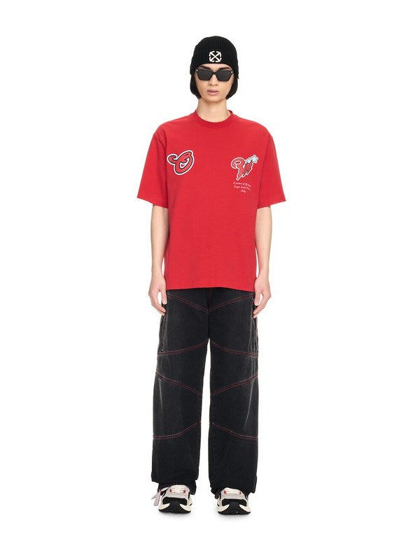 Off-White Scorpio Skate Cotton Graphic T-Shirt — Red / White