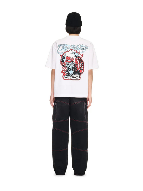 Off-White Scorpio Skate Cotton Graphic T-Shirt — Red / White