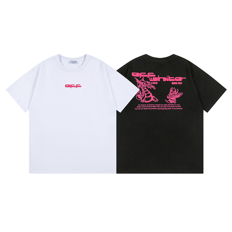 Off-White Cartoon Print T-Shirt — Black / White