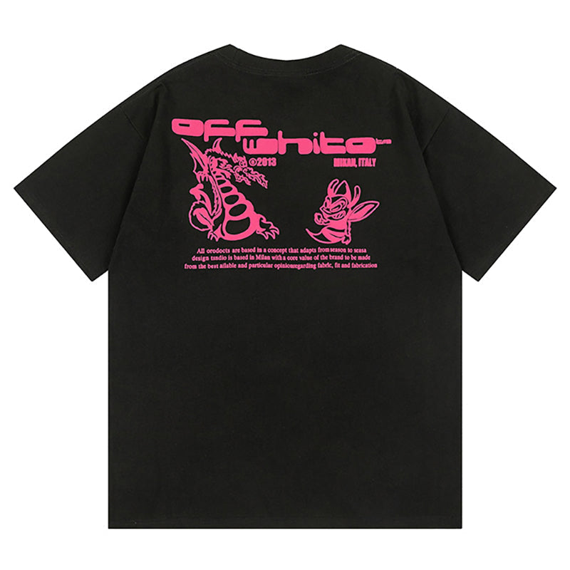 Off-White Cartoon Print T-Shirt — Black / White