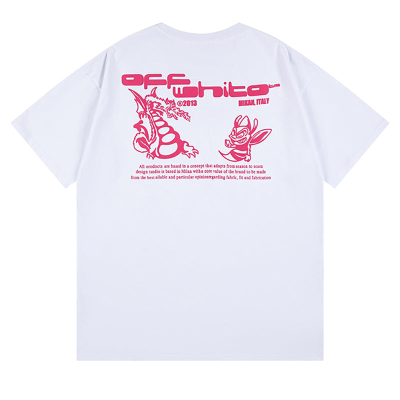 Off-White Cartoon Print T-Shirt — Black / White