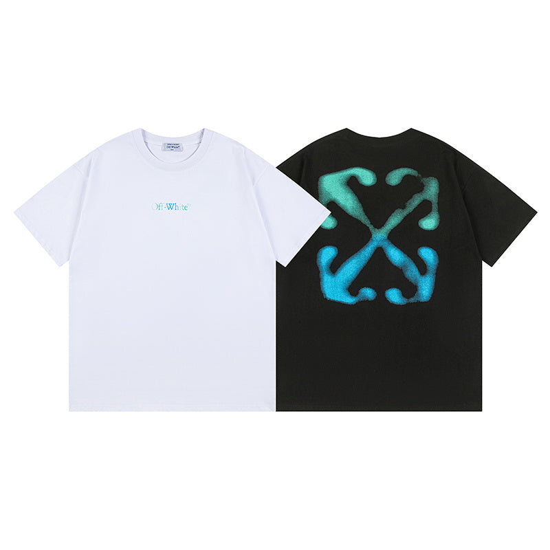 Off-White Blue Arrow Logo Back T-Shirt — White / Black