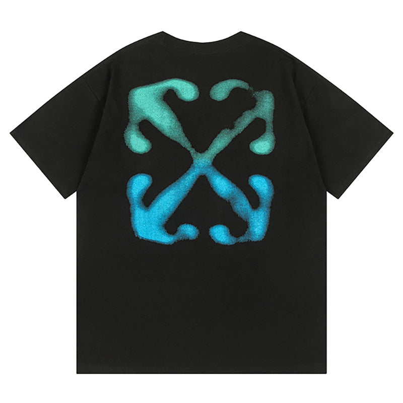Off-White Blue Arrow Logo Back T-Shirt — White / Black