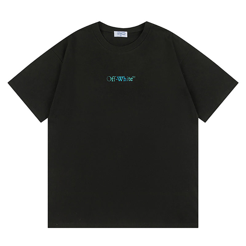 Off-White Blue Arrow Logo Back T-Shirt — White / Black