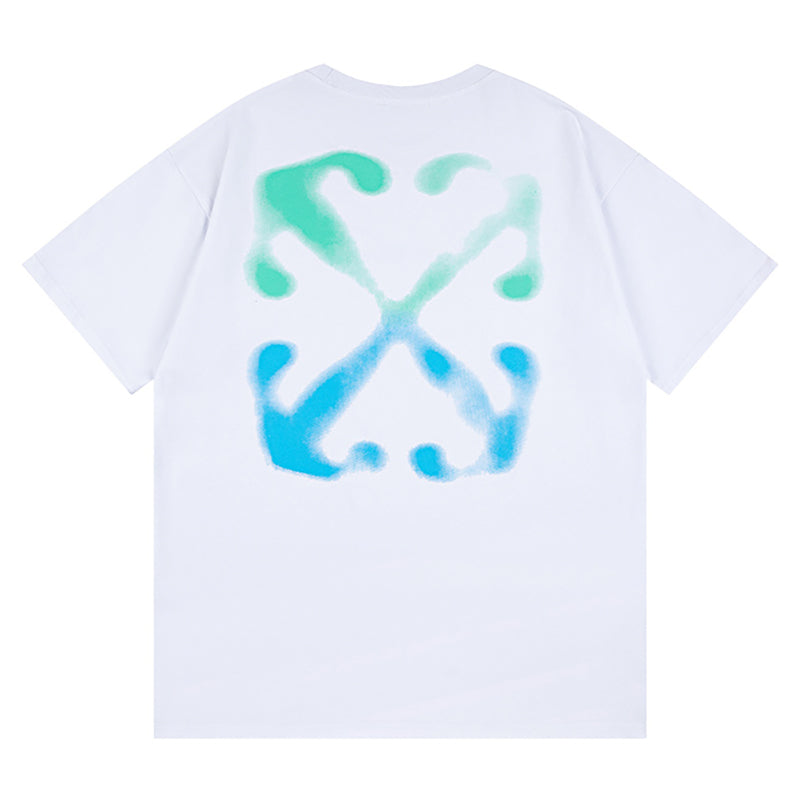 Off-White Blue Arrow Logo Back T-Shirt — White / Black