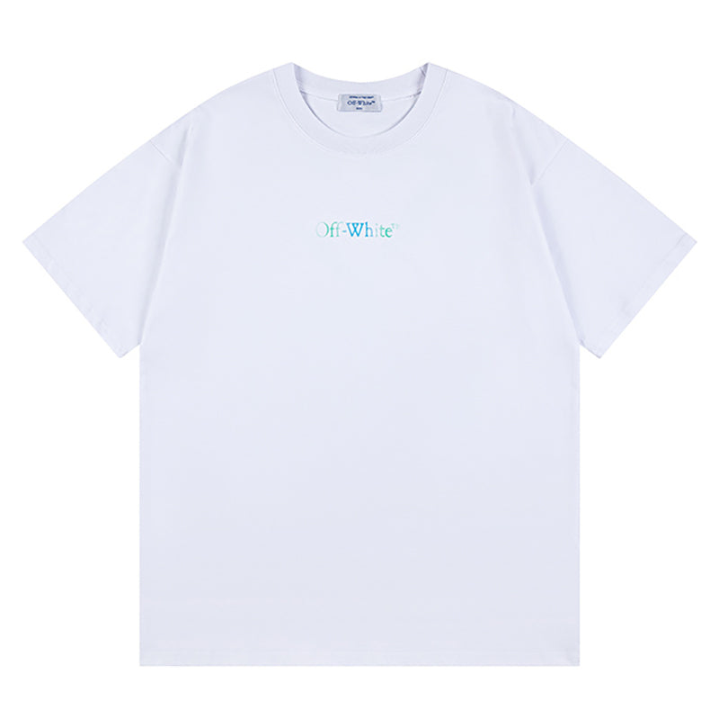 Off-White Blue Arrow Logo Back T-Shirt — White / Black
