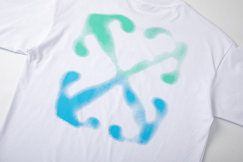 Off-White Blue Arrow Logo Back T-Shirt — White / Black