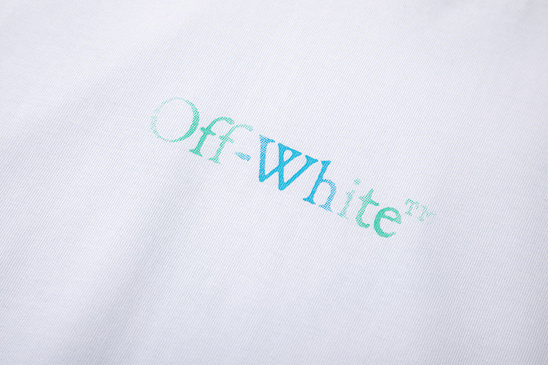 Off-White Blue Arrow Logo Back T-Shirt — White / Black