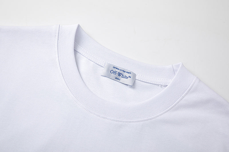Off-White Blue Arrow Logo Back T-Shirt — White / Black