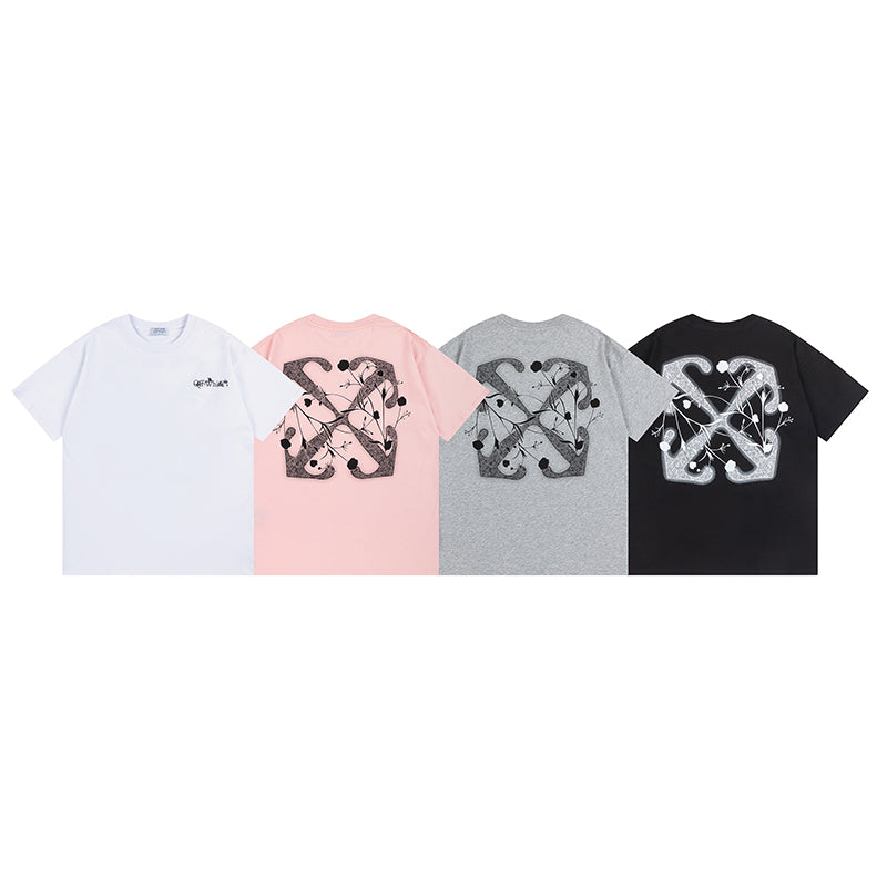 Off-White Logo Print T-Shirt — Pink / Black / White / Grey