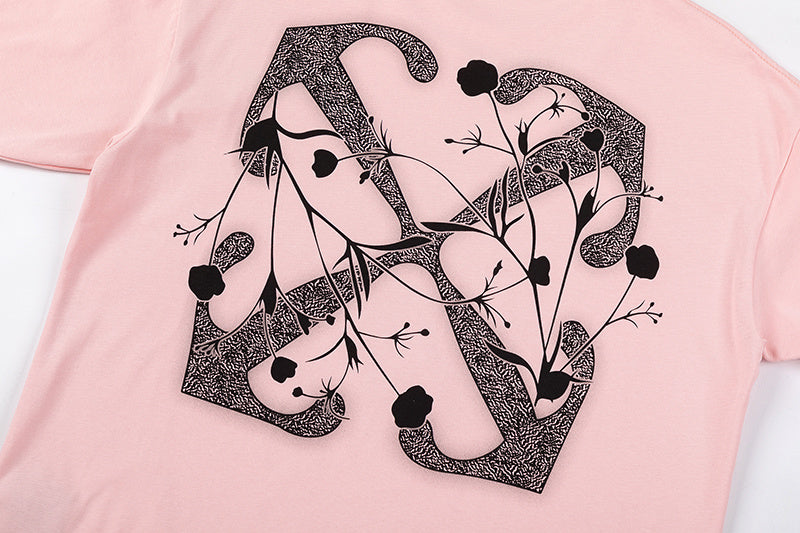 Off-White Logo Print T-Shirt — Pink / Black / White / Grey