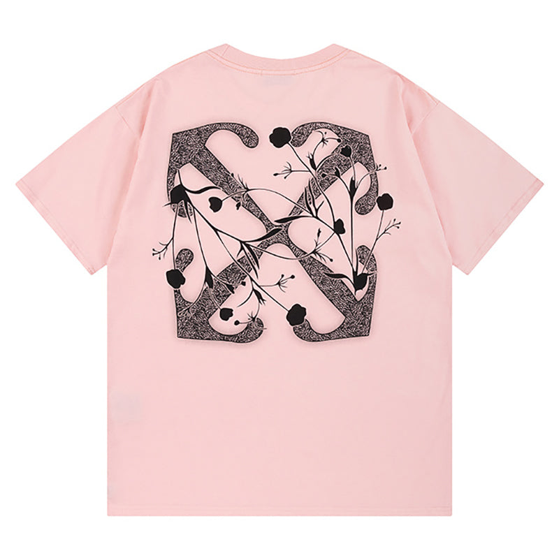Off-White Logo Print T-Shirt — Pink / Black / White / Grey