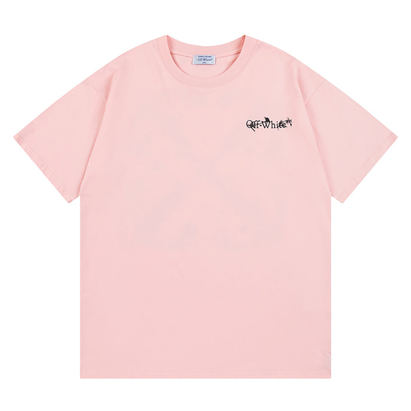 Off-White Logo Print T-Shirt — Pink / Black / White / Grey