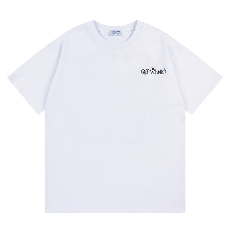 Off-White Logo Print T-Shirt — Pink / Black / White / Grey