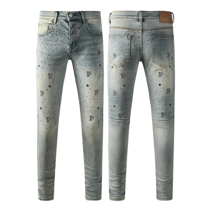 Purple Brand Crystal Diamond Skinny Jeans #9127