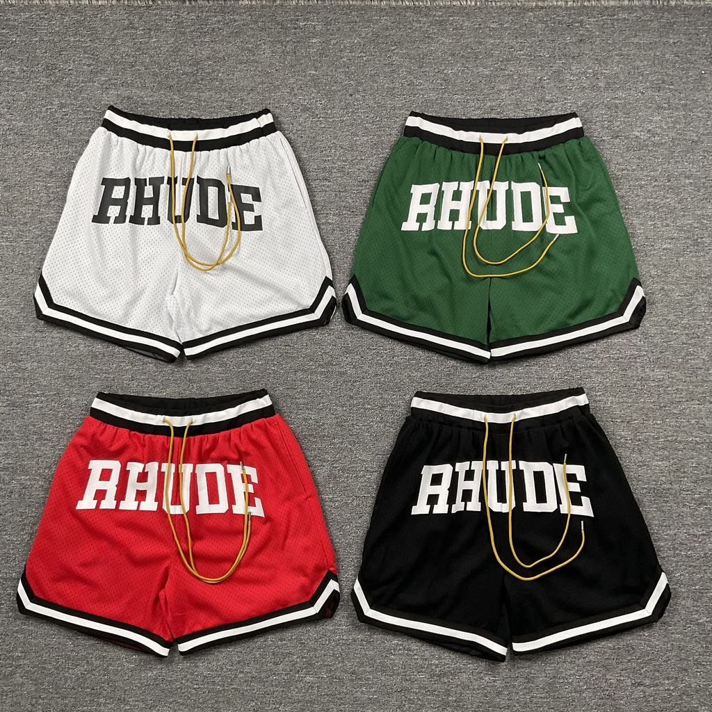 RHUDE Collegiate Shorts – Black / Green / Red / White