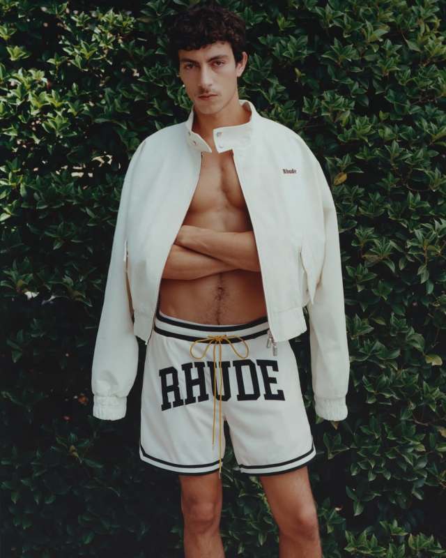 RHUDE Collegiate Arch Logo Mesh Basketball Shorts – White