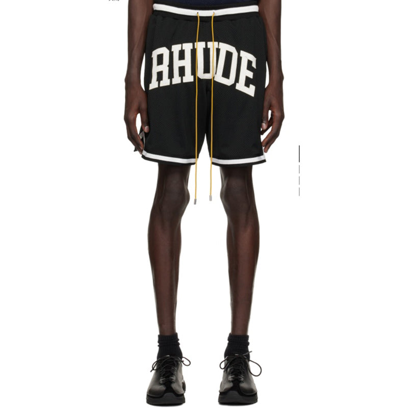 RHUDE Collegiate Arch Logo Mesh Basketball Shorts – Black