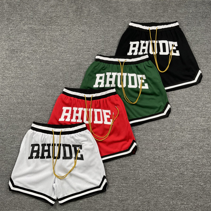 RHUDE Collegiate Arch Logo Mesh Basketball Shorts – Black