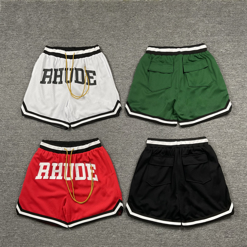 RHUDE Collegiate Arch Logo Mesh Basketball Shorts – Green