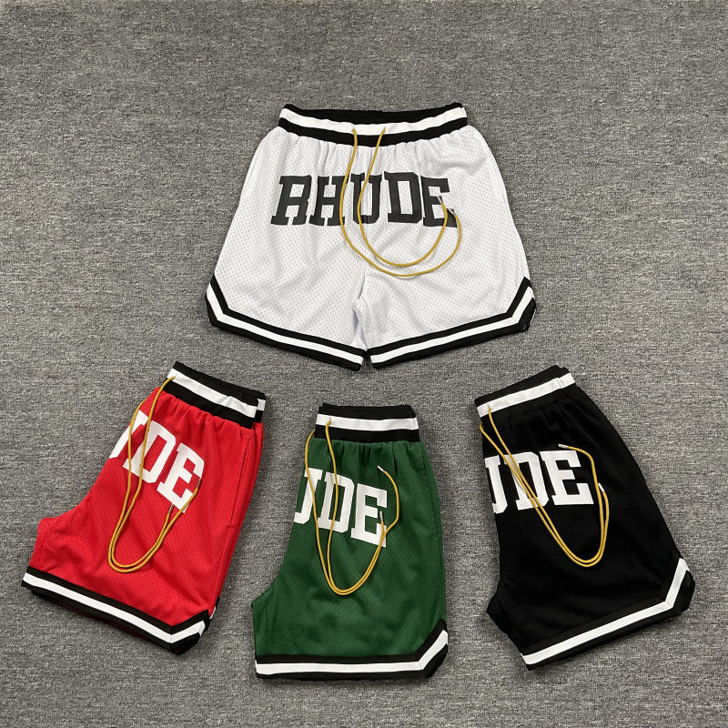 RHUDE Collegiate Arch Logo Mesh Basketball Shorts – Black