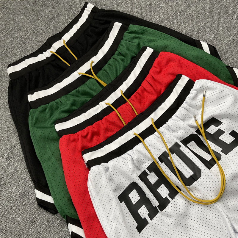 RHUDE Collegiate Arch Logo Mesh Basketball Shorts – Black