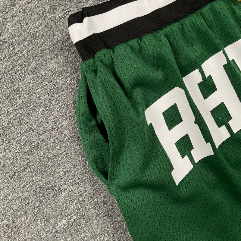 RHUDE Collegiate Arch Logo Mesh Basketball Shorts – Green