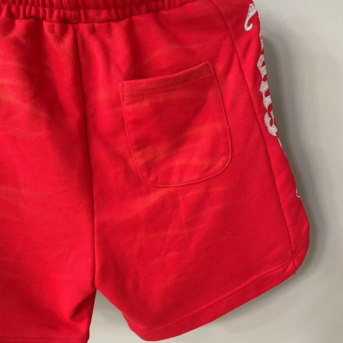 GODSPEED Courtside Shorts – 100% Cotton Drawstring Short in Sunfade Black & Red