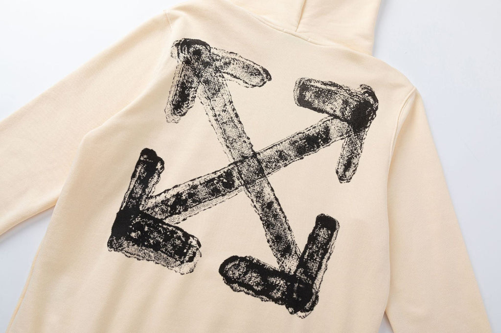 OFF WHITE Spray Logo Hoodie – Apricot & Black