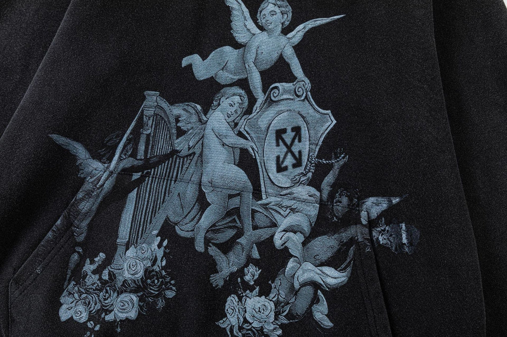 OFF WHITE Baroque Cherub Graphic Hoodie – Black