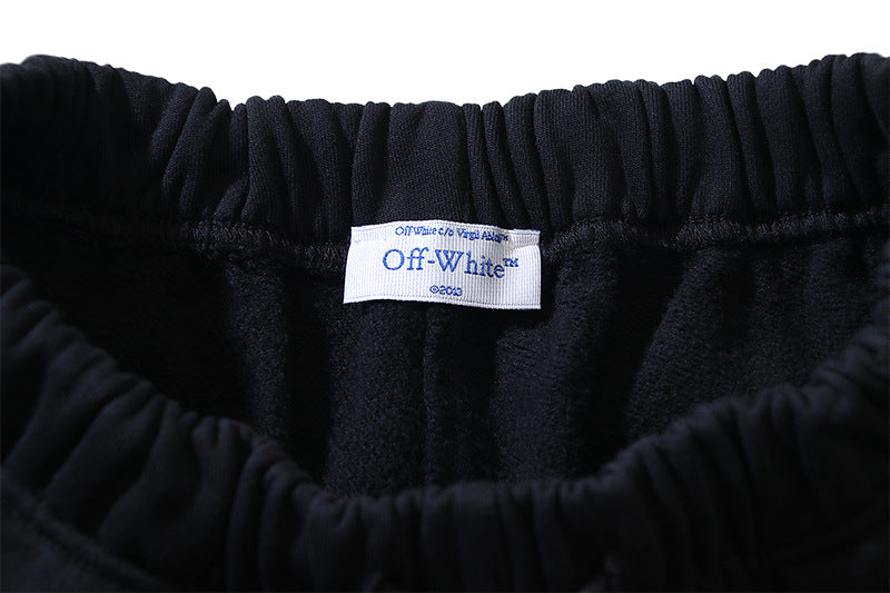 OFF-WHITE "Madonna & Child" Caravaggio Art Print Cotton Sweatshorts