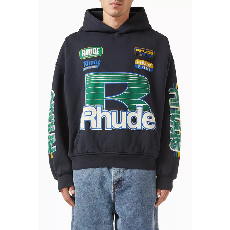 RHUDE Roadway Racing Hoodie – Black