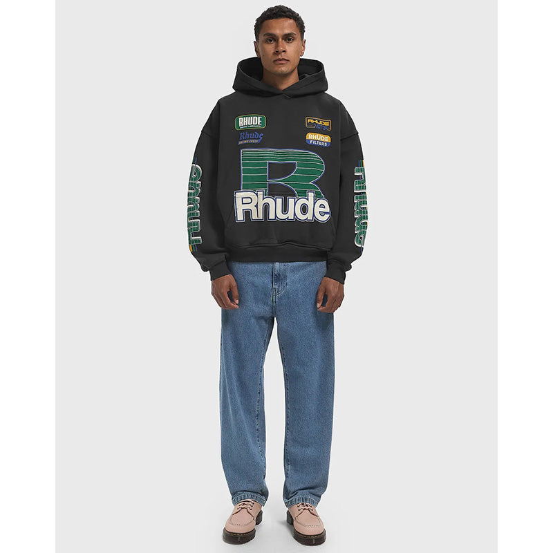 RHUDE Roadway Racing Hoodie – Black