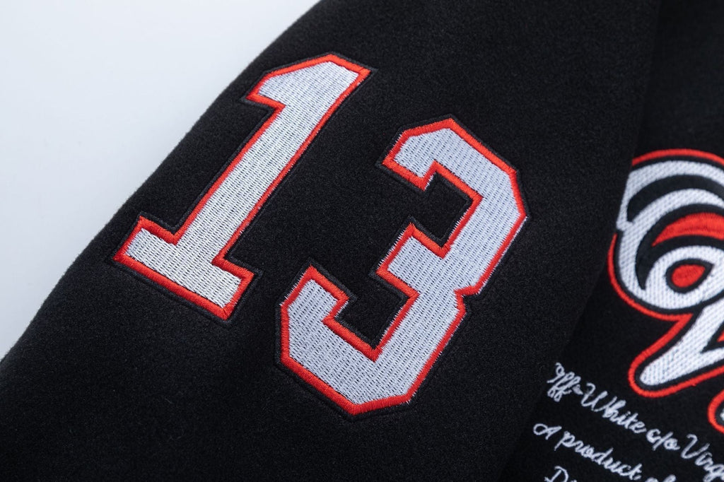 OFF WHITE Golf Varsity Jacket – Black