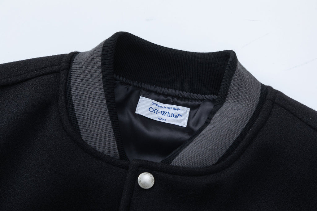 OFF WHITE Golf Varsity Jacket – Black