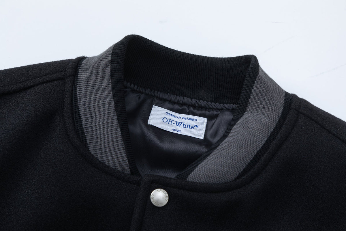 OFF WHITE Golf Varsity Jacket – Black