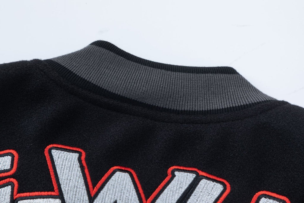 OFF WHITE Golf Varsity Jacket – Black