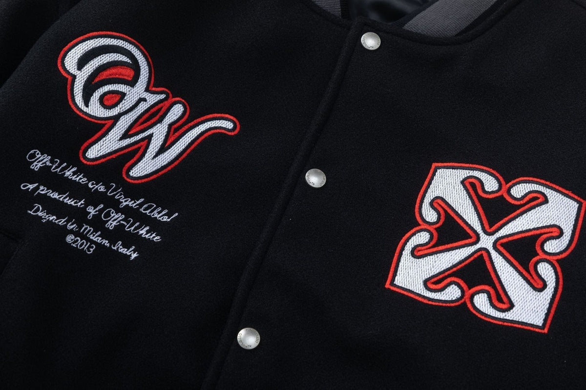OFF WHITE Golf Varsity Jacket – Black