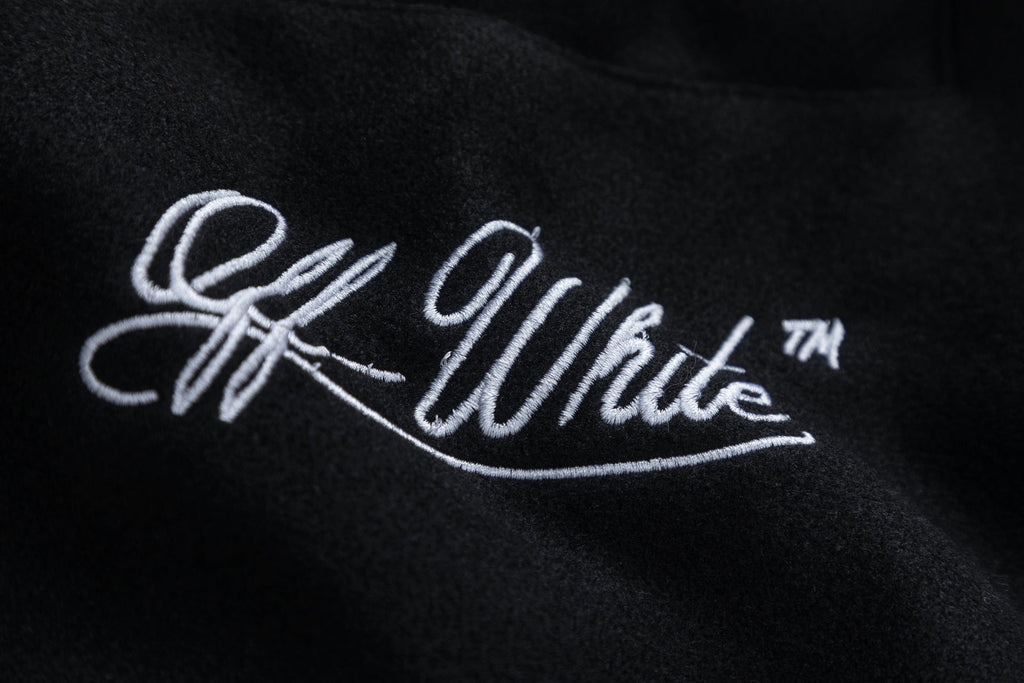 Off-White Eagle Wool Varsity Jacket – Loose Hip Hop Streetwear (Black)