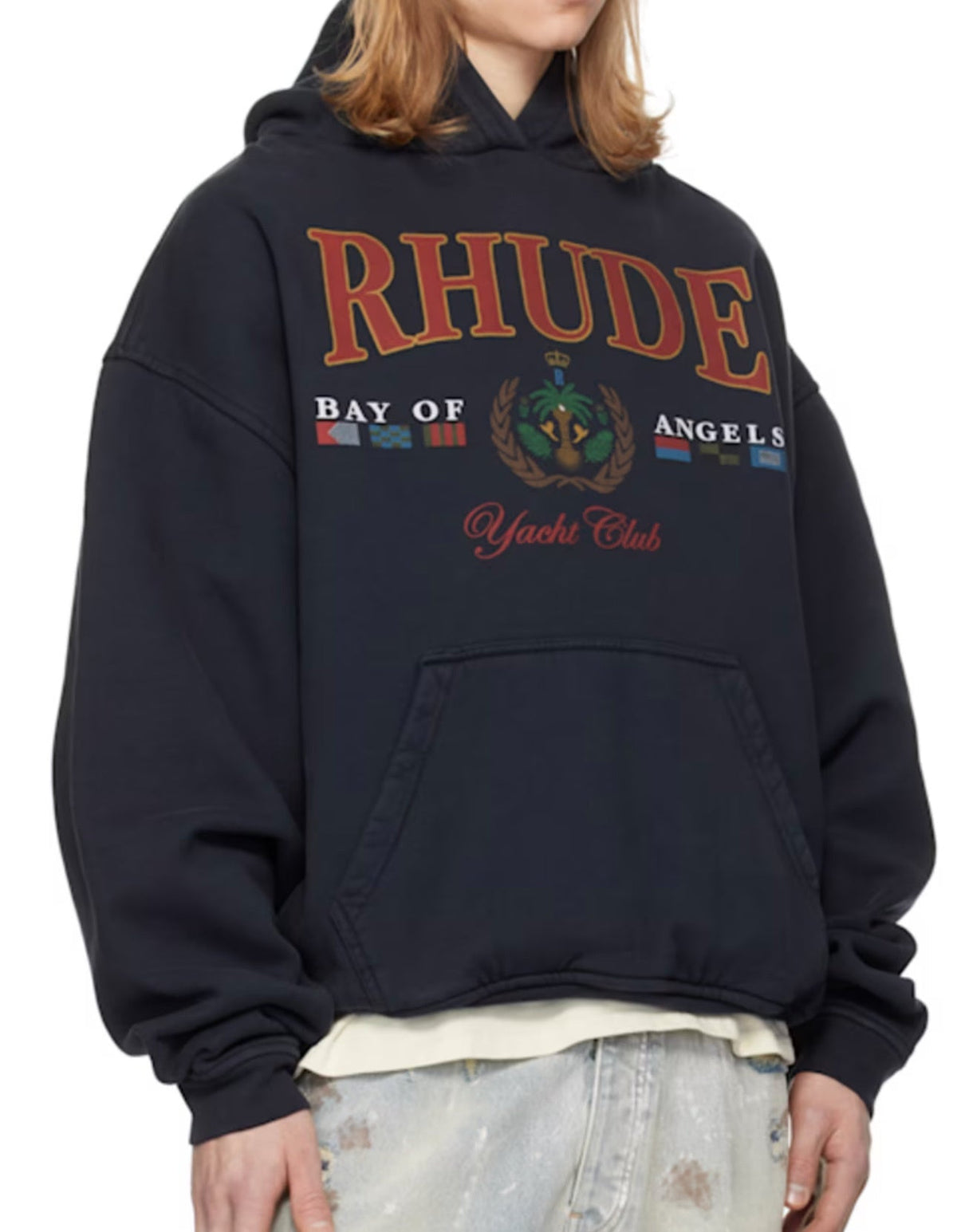 RHUDE Bay of Angels Yacht Club Graphic Hoodie – Black