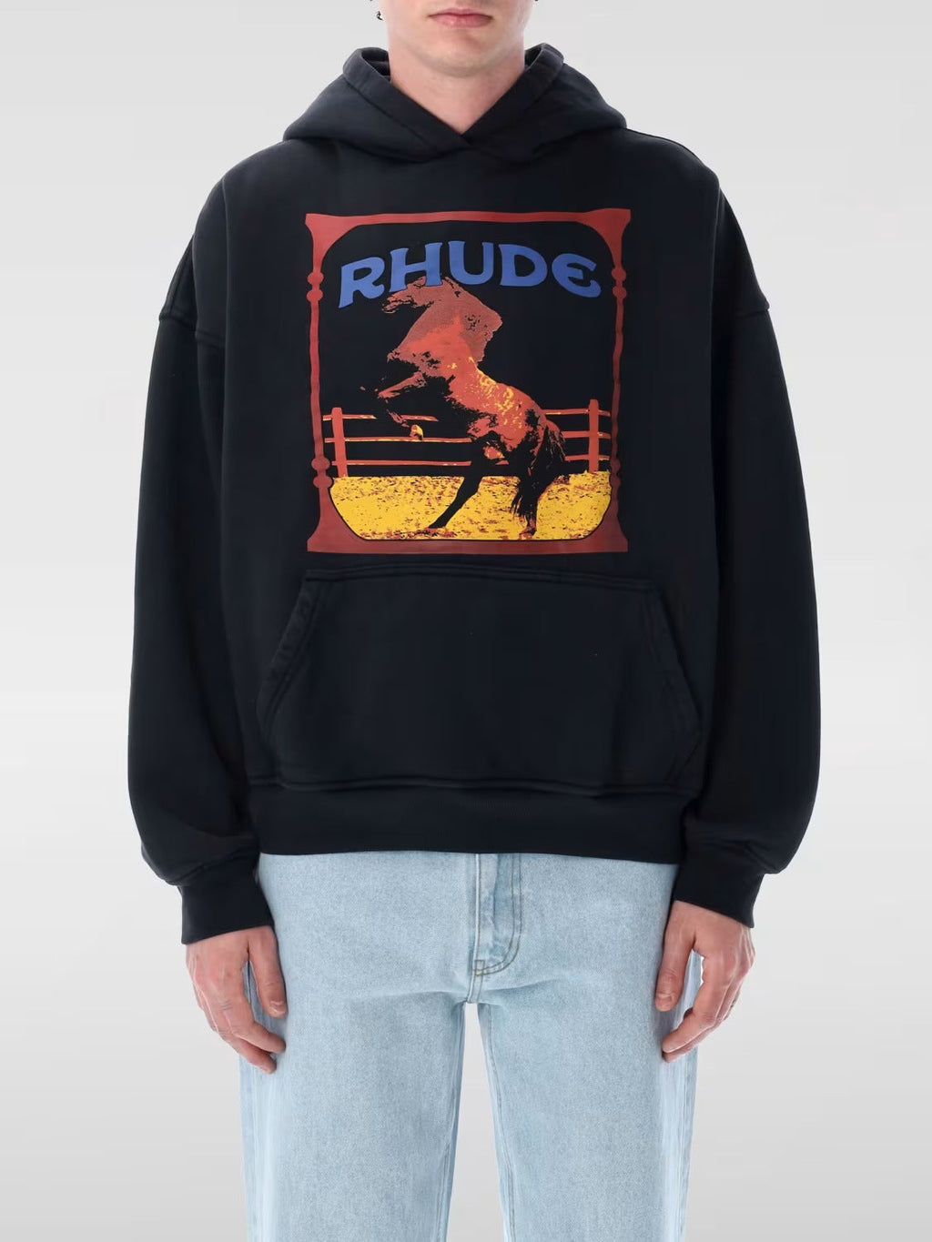 RHUDE Cadre Rearing Horse Graphic Hoodie – Black