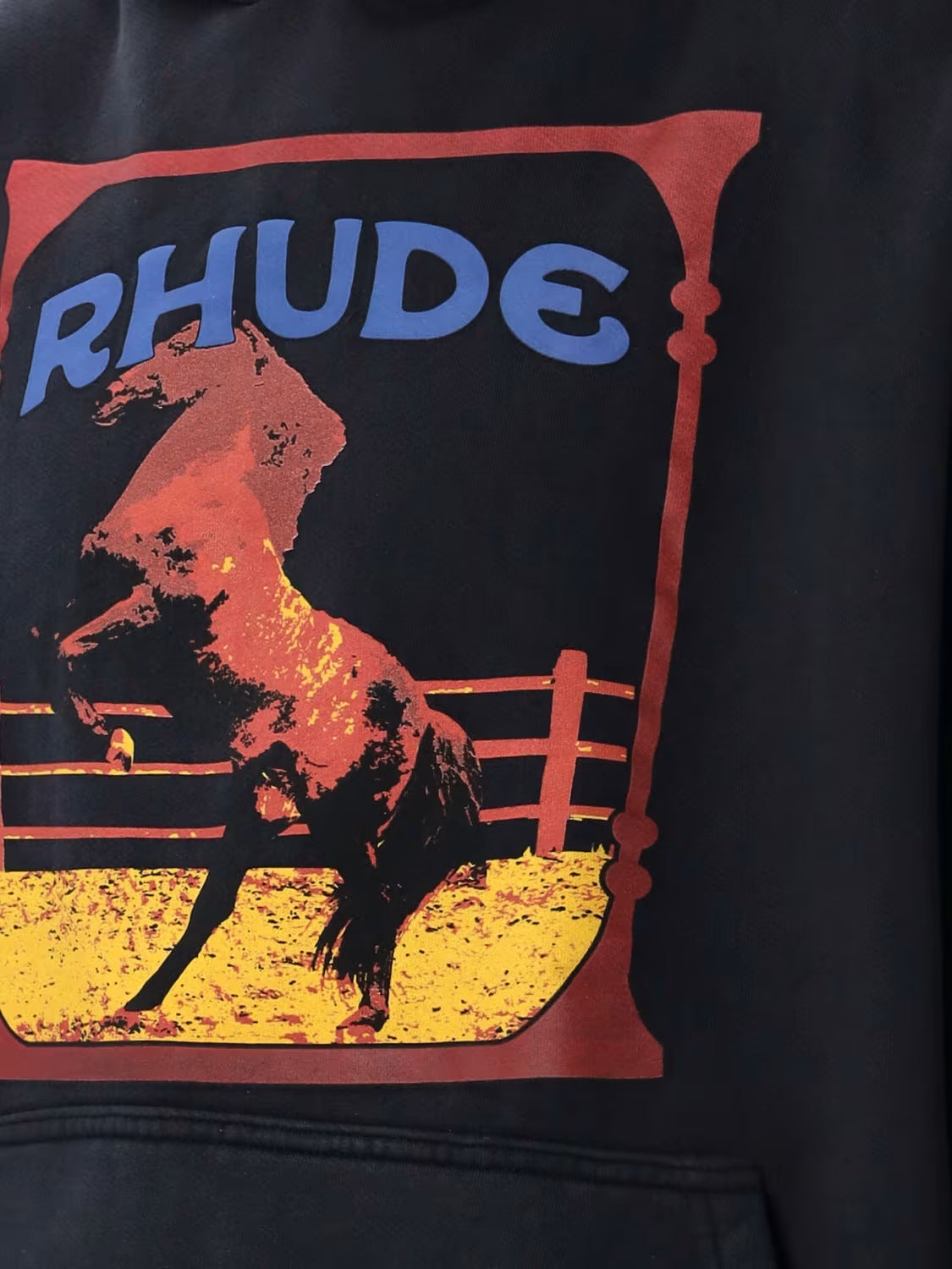 RHUDE Cadre Rearing Horse Graphic Hoodie – Black