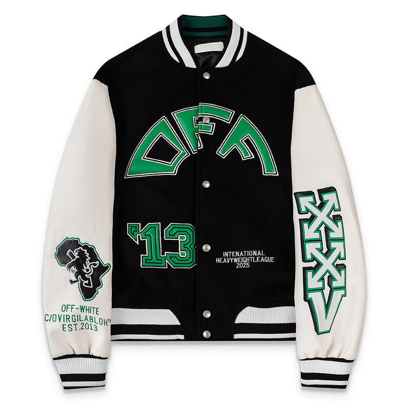 OFF-WHITE Croco Leather Wool Varsity Jacket