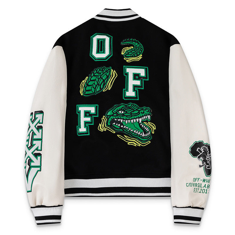 OFF-WHITE Croco Leather Wool Varsity Jacket