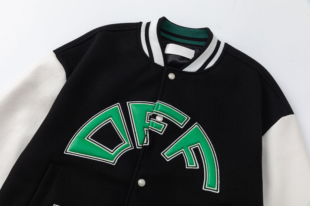 OFF-WHITE Croco Leather Wool Varsity Jacket