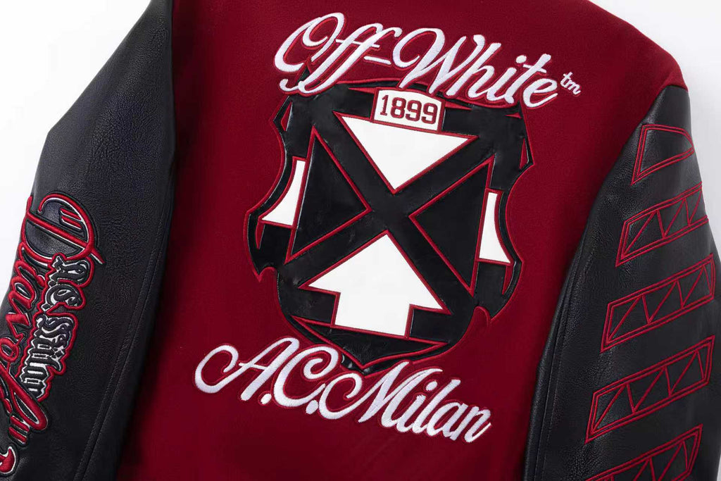 Off-White Logo Embroidered Jacket – Loose Hip Hop Streetwear