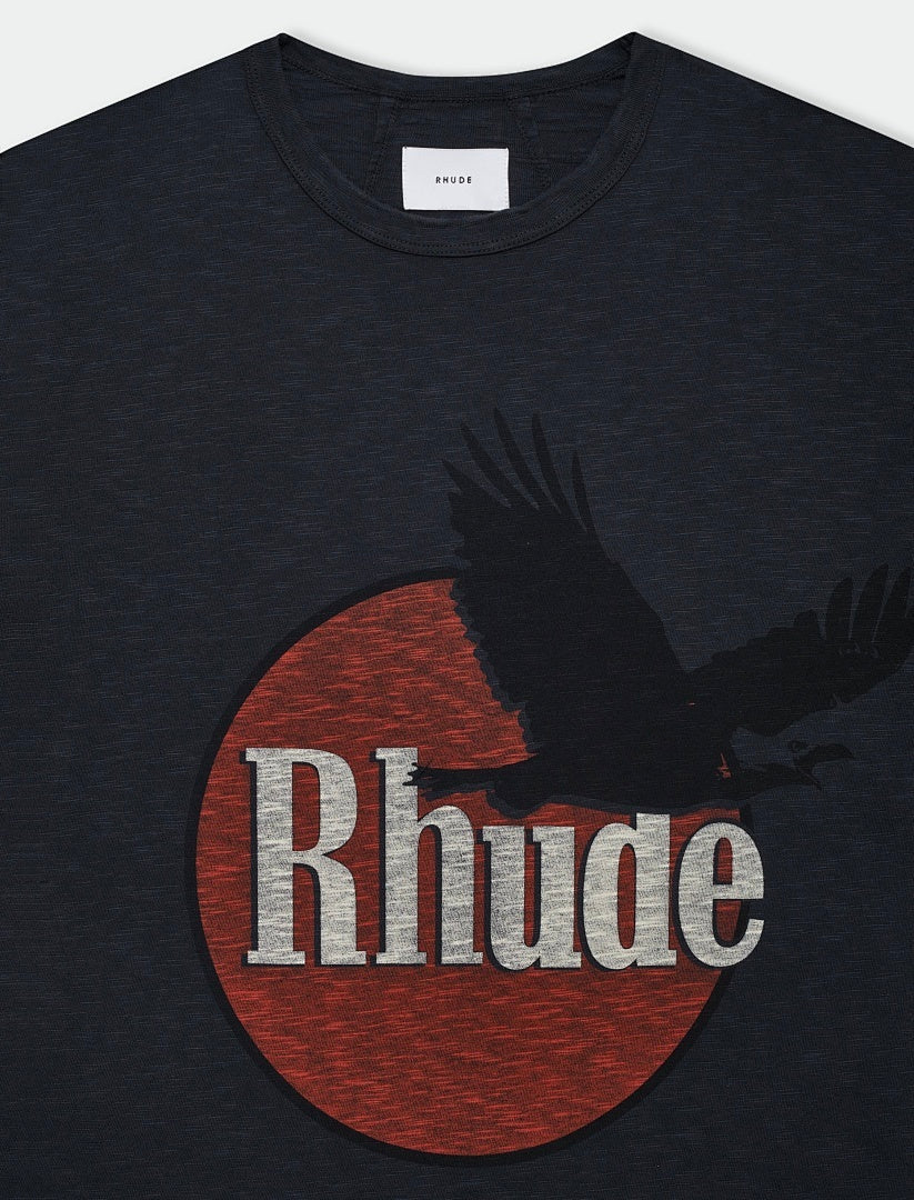 RHUDE Eagle Logo Slub Tee – Black