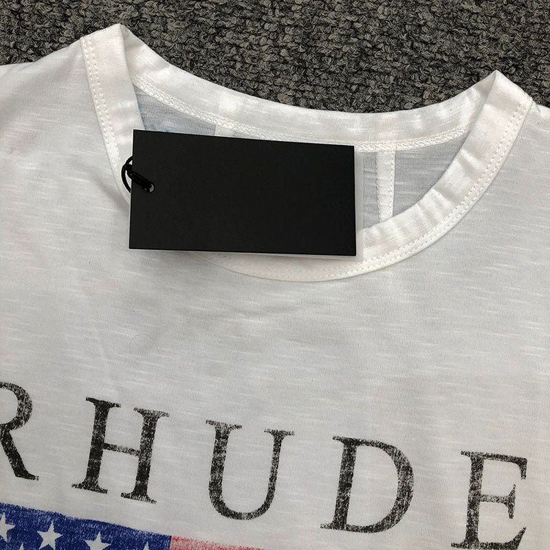 RHUDE USA Flag Slub Tee – White